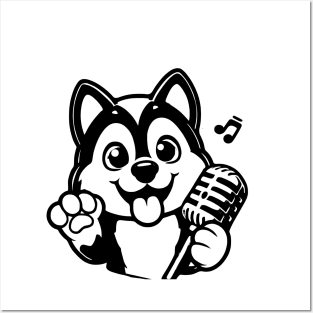 Husky Dog Singing Posters and Art